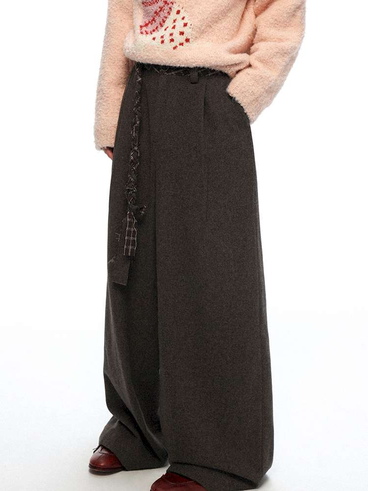 PHYS | Waist Splicing Lace-Up Woolen Casual Pants【i0000000041】