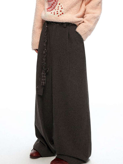 PHYS | Waist Splicing Lace-Up Woolen Casual Pants【i0000000041】