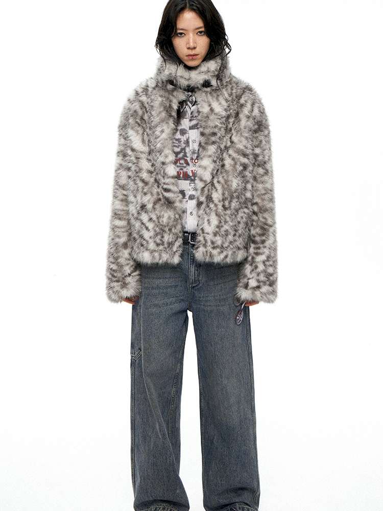 PHYS | Retro Fluffy Soft Warm Leopard Plush Jacket【i0000000038】