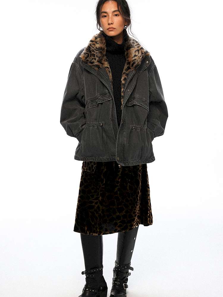 PHYS | Lost Rider Heavy Lapel Spliced Fur Collar Faded White Jacket【i0000000039】