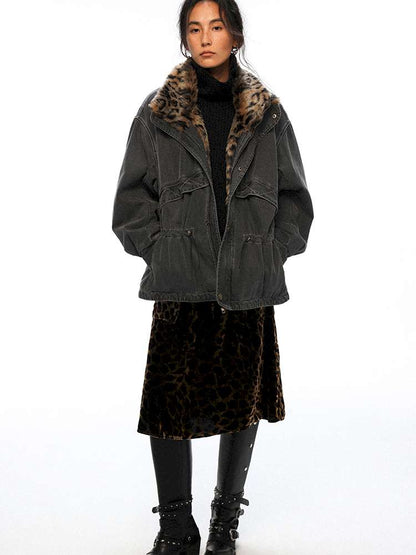 PHYS | Lost Rider Heavy Lapel Spliced Fur Collar Faded White Jacket【i0000000039】