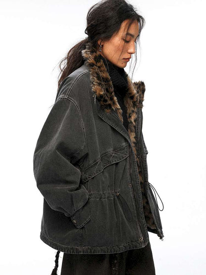 PHYS | Lost Rider Heavy Lapel Spliced Fur Collar Faded White Jacket【i0000000039】