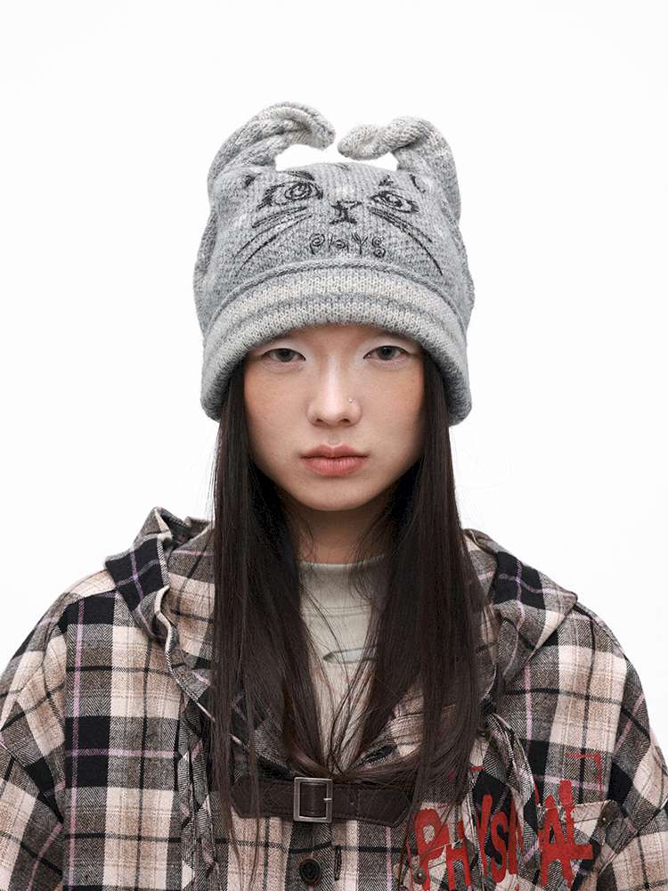 PHYS | Meow Hat Ears Golden Rice Velvet Pointed Ear Wool Hat【i0000000045】