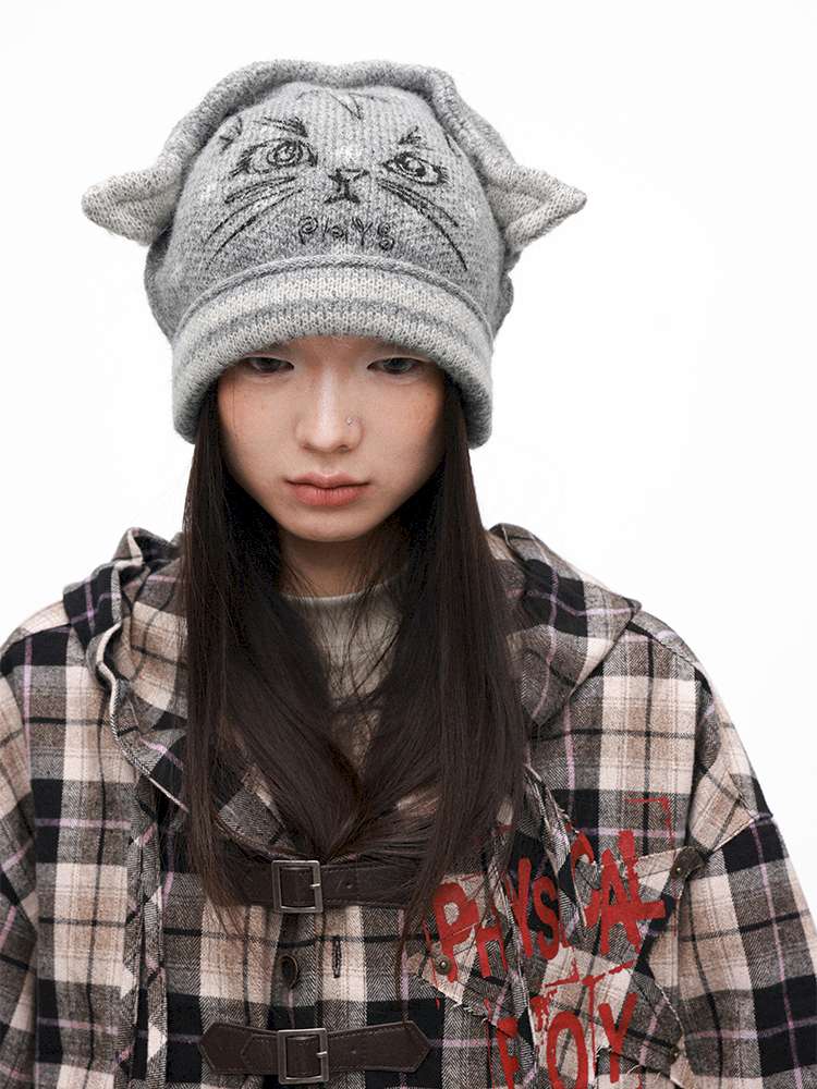 PHYS | Meow Hat Ears Golden Rice Velvet Pointed Ear Wool Hat【i0000000045】
