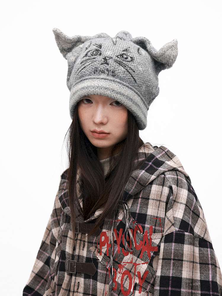 PHYS | Meow Hat Ears Golden Rice Velvet Pointed Ear Wool Hat【i0000000045】