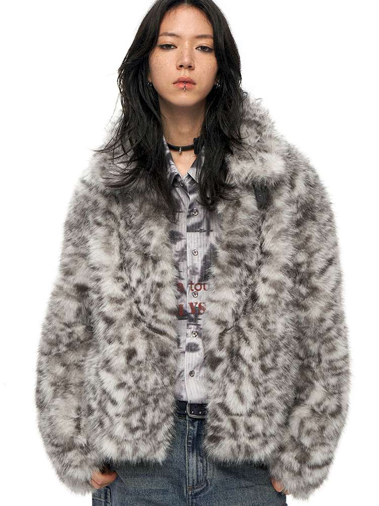 PHYS | Retro Fluffy Soft Warm Leopard Plush Jacket【i0000000038】