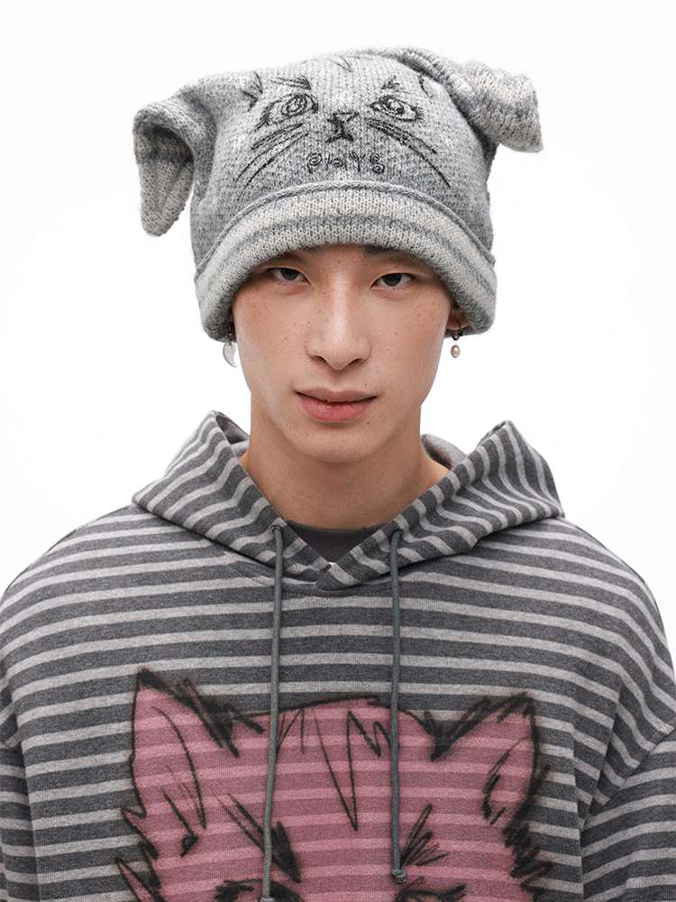 PHYS | Meow Hat Ears Golden Rice Velvet Pointed Ear Wool Hat【i0000000045】