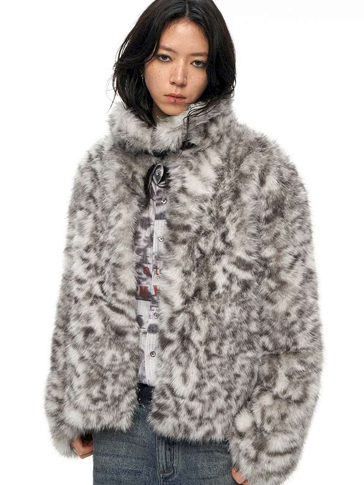 PHYS | Retro Fluffy Soft Warm Leopard Plush Jacket【i0000000038】