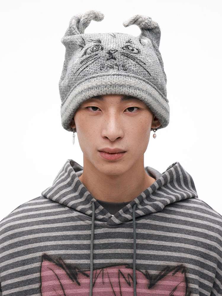 PHYS | Meow Hat Ears Golden Rice Velvet Pointed Ear Wool Hat【i0000000045】