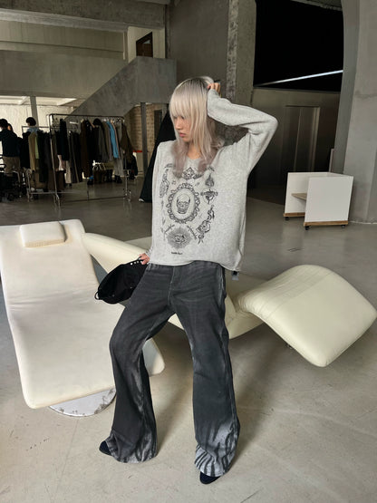 no E mosen | Gradient Tiger Stripe Wash Digital Print Jeans【i0000000052】