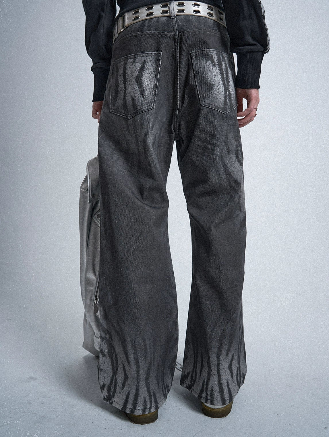 no E mosen | Gradient Tiger Stripe Wash Digital Print Jeans【i0000000052】