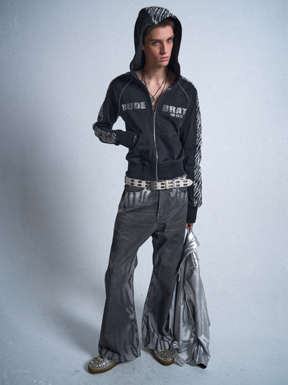 no E mosen | Gradient Tiger Stripe Wash Digital Print Jeans【i0000000052】