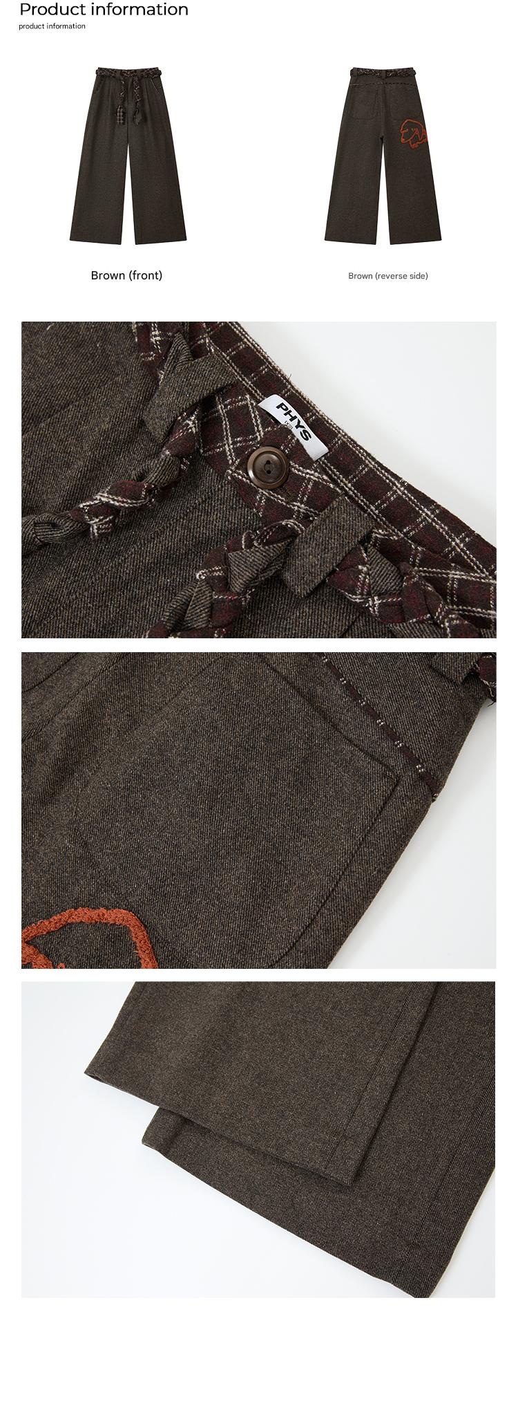 PHYS | Waist Splicing Lace-Up Woolen Casual Pants【i0000000041】