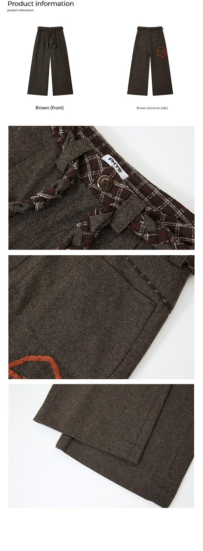 PHYS | Waist Splicing Lace-Up Woolen Casual Pants【i0000000041】