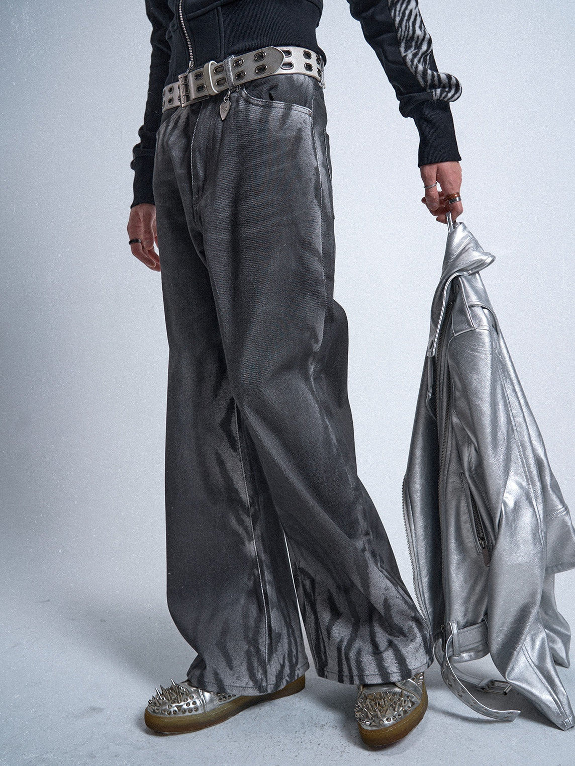 no E mosen | Gradient Tiger Stripe Wash Digital Print Jeans【i0000000052】